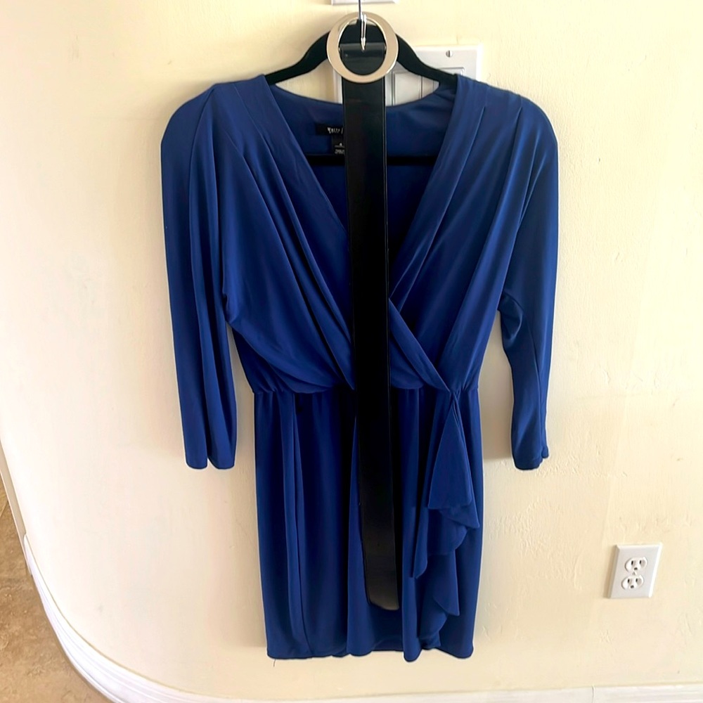 Navy blue dress with black belt